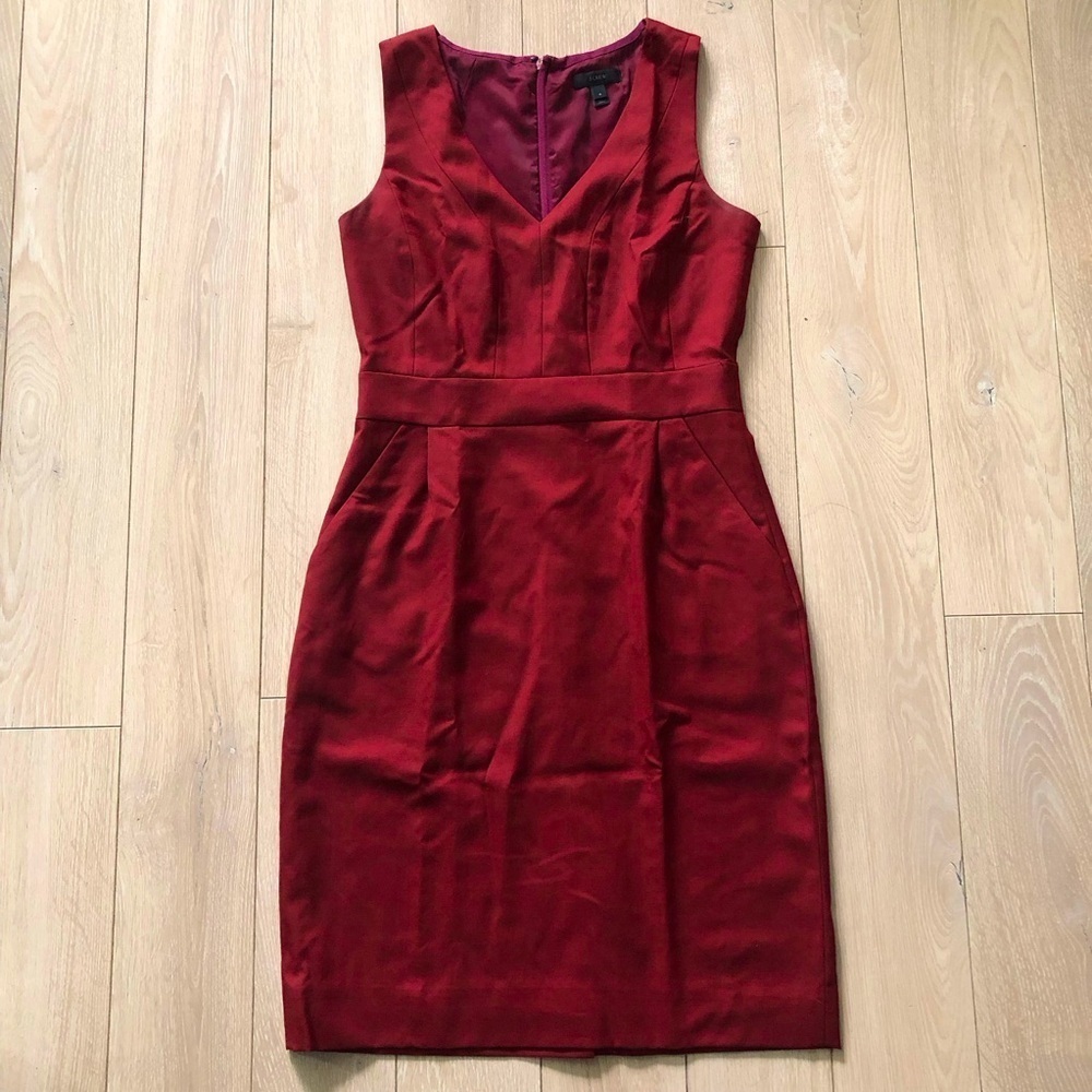 J. Crew Sleeveless V Neck Mini Dress in Burgundy Size 4